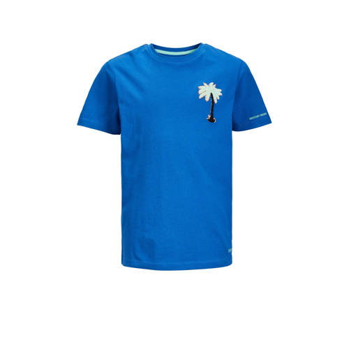 JACK & JONES JUNIOR T-shirt JORFRESH met printopdruk blauw Jongens Katoen Ronde hals