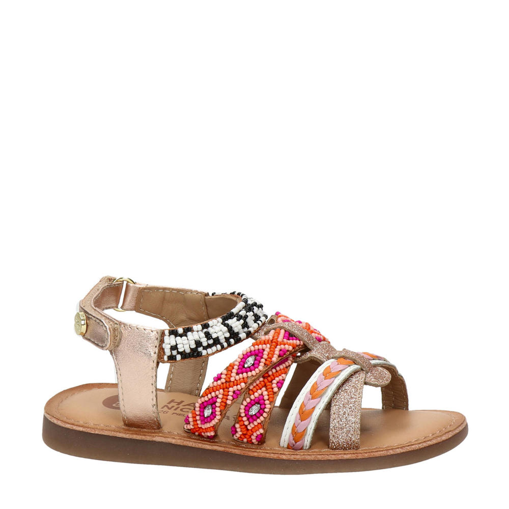Roze meisjes Gioseppo Caucaia leren sandalen met kraaltjes en glitters met all over print