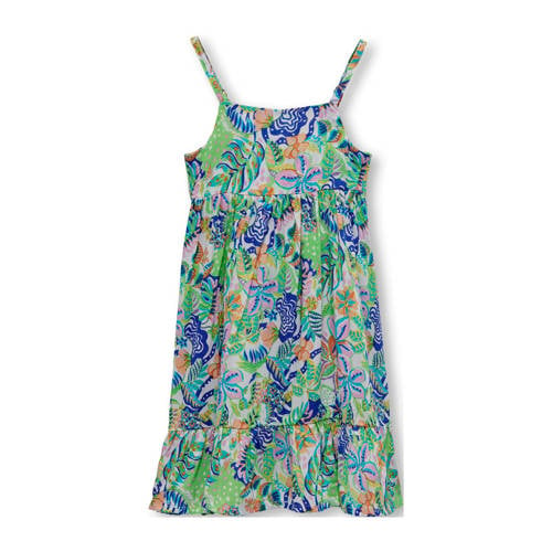 KIDS ONLY MINI A-lijn jurk KMGSIENNA-ANN met all over print groen/blauw/wit Meisjes Viscose Ronde hals