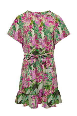 jurk KOGLINO met all over print en volant roze/groen