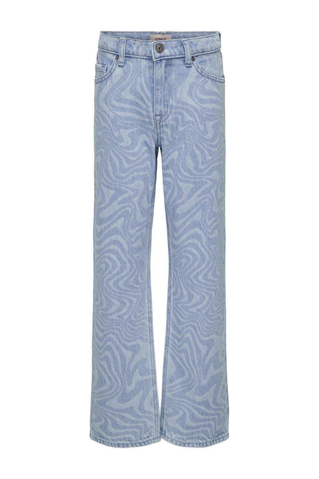 KIDS ONLY GIRL wide leg jeans KOGCAMILLE met all over print light blue