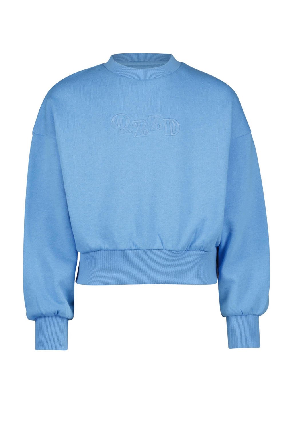 Blauwe meisjes Raizzed sweater van katoen met lange mouwen en ronde hals