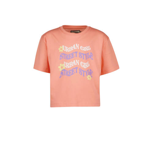 Raizzed T-shirt met tekst zalm Roze Meisjes Katoen Ronde hals Tekst
