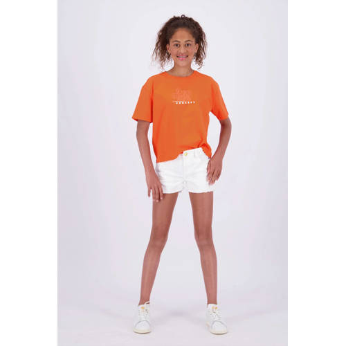 Raizzed T-shirt FAYA met printopdruk oranje Meisjes Stretchkatoen Ronde hals