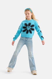 thumbnail: Light blue denim meisjes Shoeby flared jeans van stretchdenim met regular waist en rits- en knoopsluiting