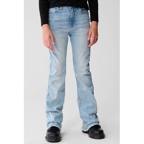 Shoeby flared fit jeans bleached Blauw Meisjes Denim Effen