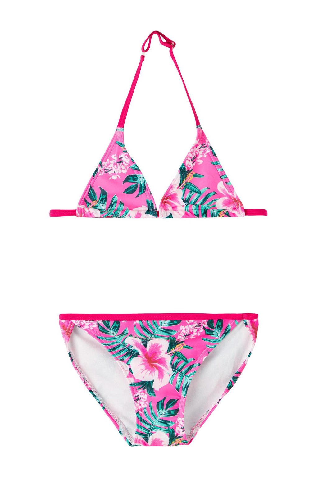 NAME IT KIDS triangel bikini NKFZIZA roze/groen
