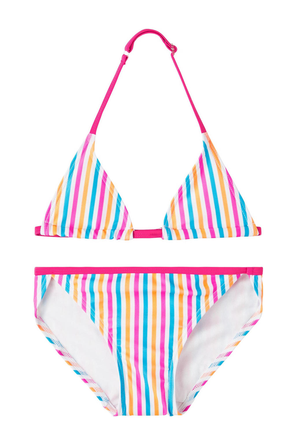 NAME IT KIDS triangel bikini NKFZIZA roze/wit/blauw
