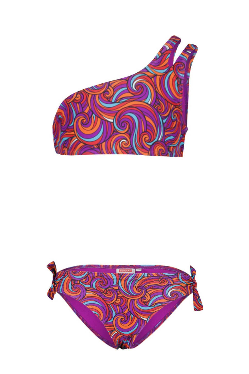 CoolCat Junior one shoulder crop bikini Ymmie paars/oranje