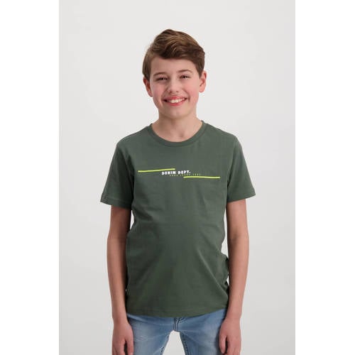 Cars T-shirt SEPPE met tekst army groen Jongens Katoen Ronde hals Tekst