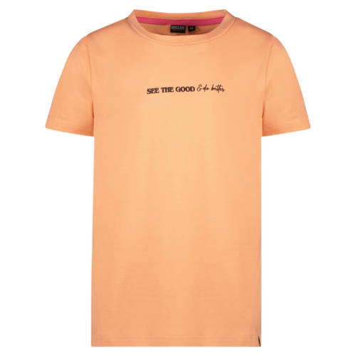 Cars T-shirt CARREY met tekst perzik Oranje Meisjes Stretchkatoen Ronde hals
