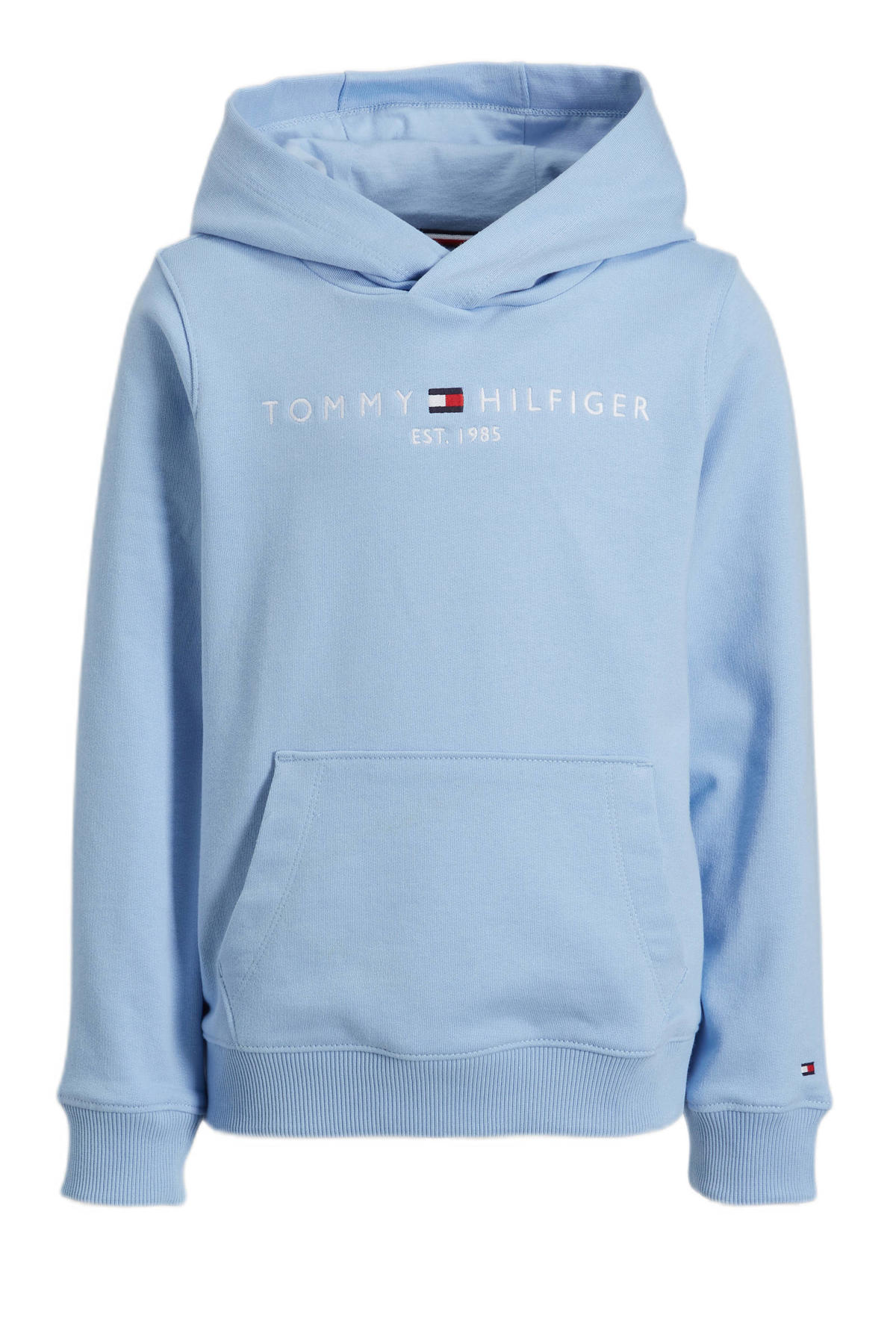 Weekendtas uitstulping slecht Tommy Hilfiger hoodie met logo lichtblauw | kleertjes.com