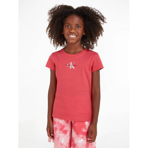 CALVIN KLEIN JEANS T-shirt met biologisch katoen roze Rood Logo