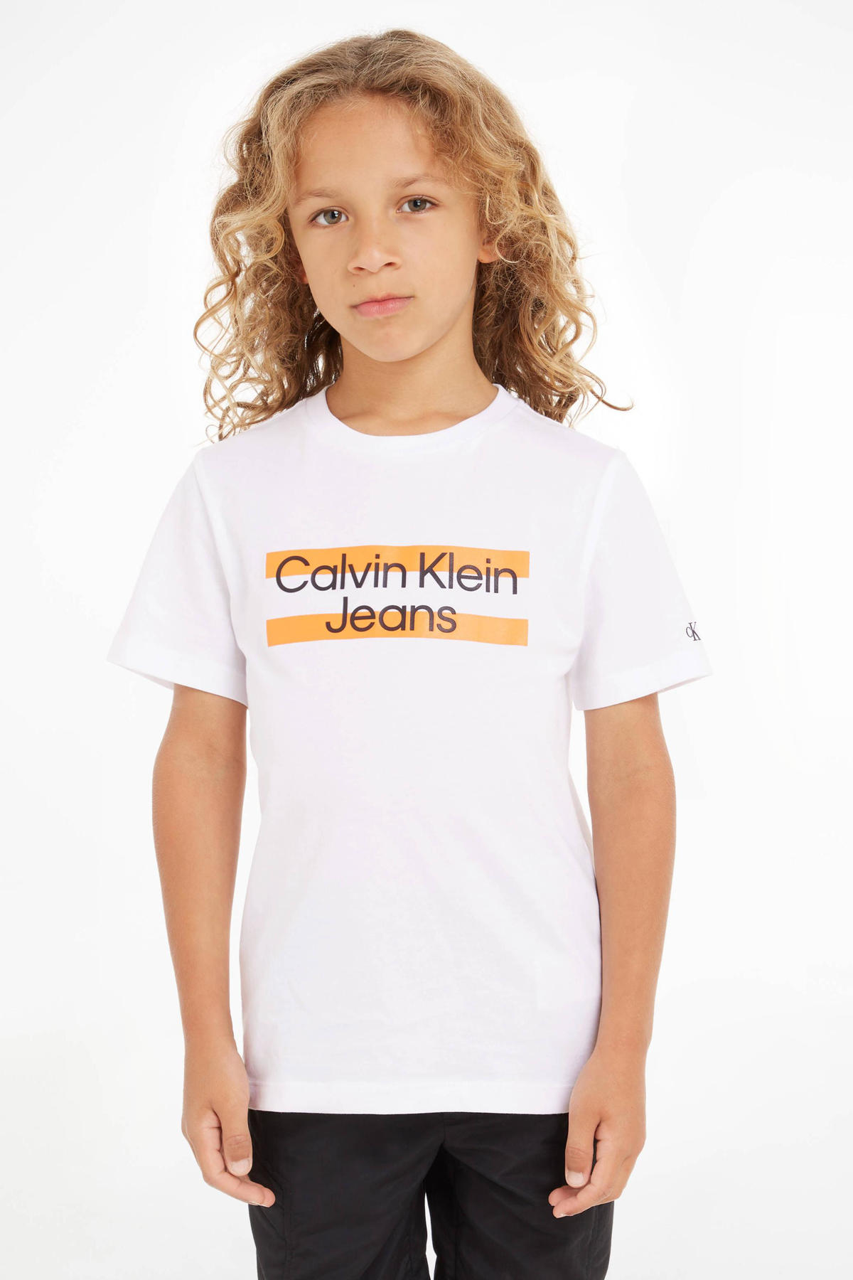 grootmoeder maniac morgen CALVIN KLEIN JEANS T-shirt met biologisch katoen wit | kleertjes.com