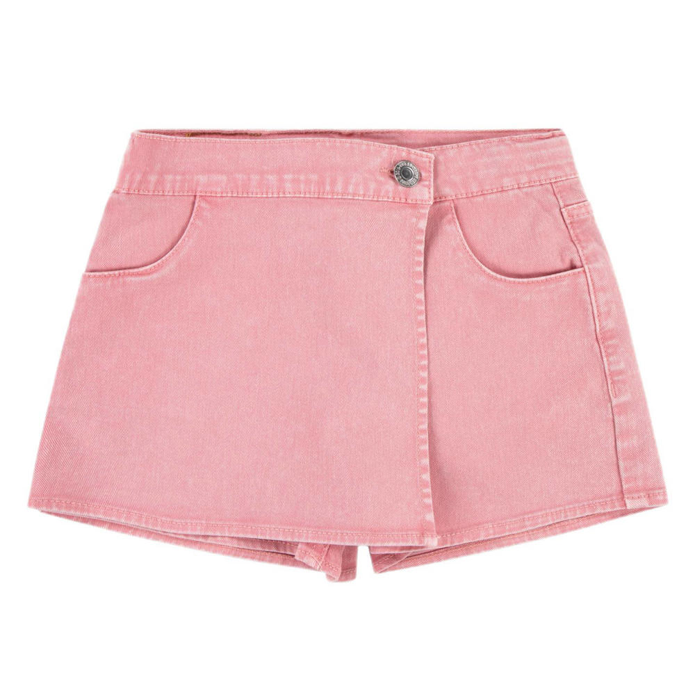 Roze meisjes Levi's Kids spijkerskort Pigment van stretchdenim met rits- en knoopsluiting