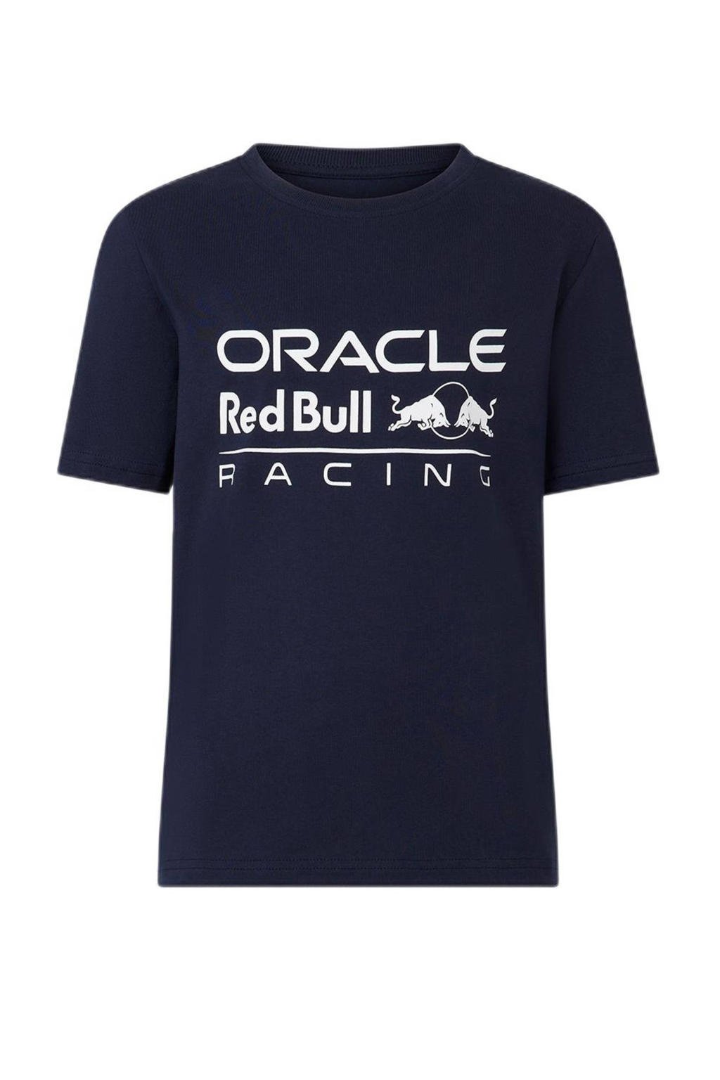 Blauwe jongens en meisjes Castore Red Bull Racing T-shirt met logo dessin, korte mouwen en ronde hals