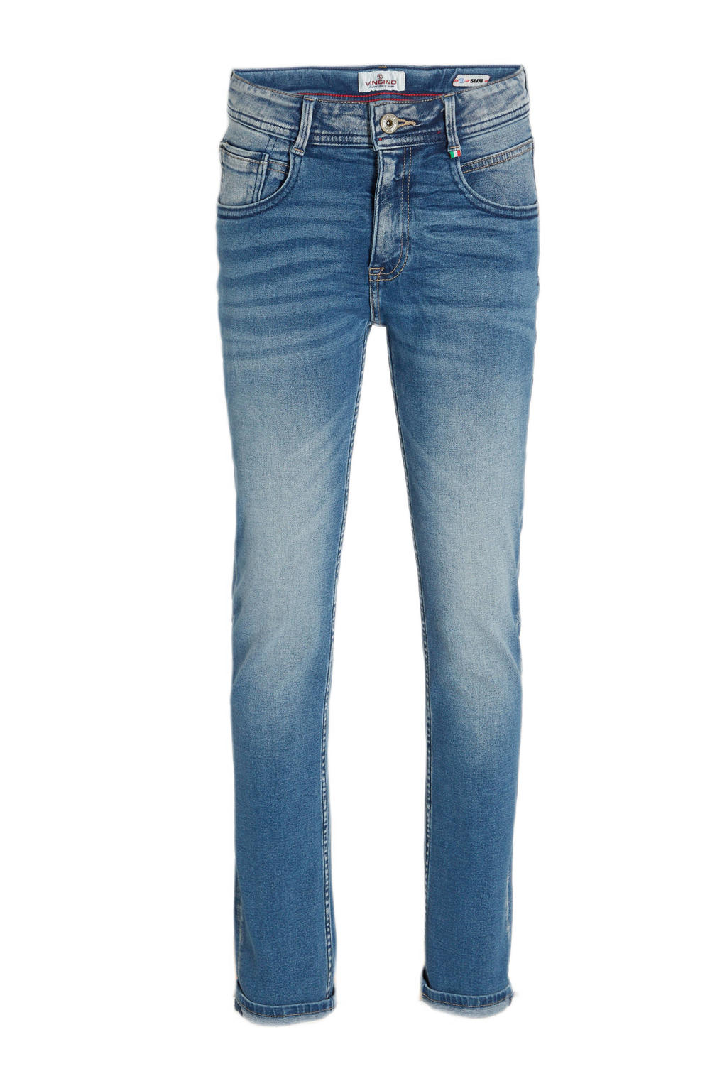 Blauwe jongens Vingino slim fit jeans van stretchkatoen met regular waist