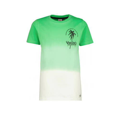 Vingino dip-dye T-shirt groen/wit Jongens Katoen Ronde hals Dip-dye