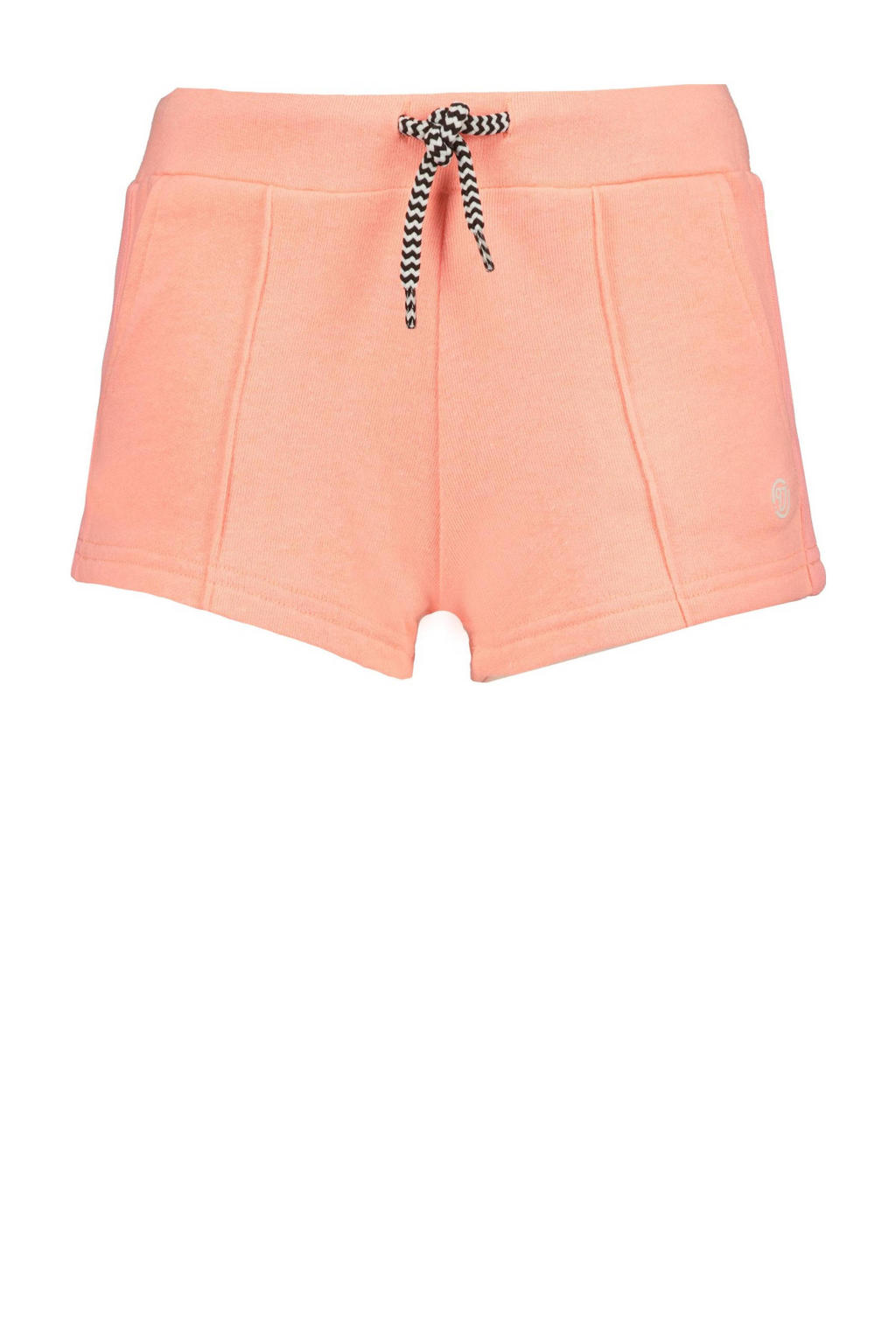 Zalmkleurige meisjes Vingino gestreepte regular fit short van katoen met elastische tailleband met koord