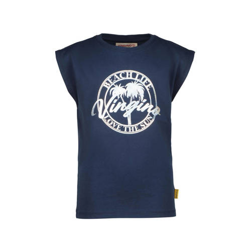 Vingino T-shirt HILSA met printopdruk donkerblauw Meisjes Katoen Ronde hals