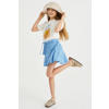 WE Fashion skort van polyester blauw/wit