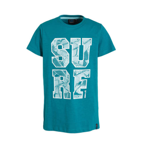 29FT T-shirt met printopdruk petrol Blauw Jongens Katoen Ronde hals Printopdruk