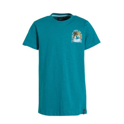 29FT T-shirt met printopdruk petrol Blauw Meisjes Katoen Ronde hals Printopdruk