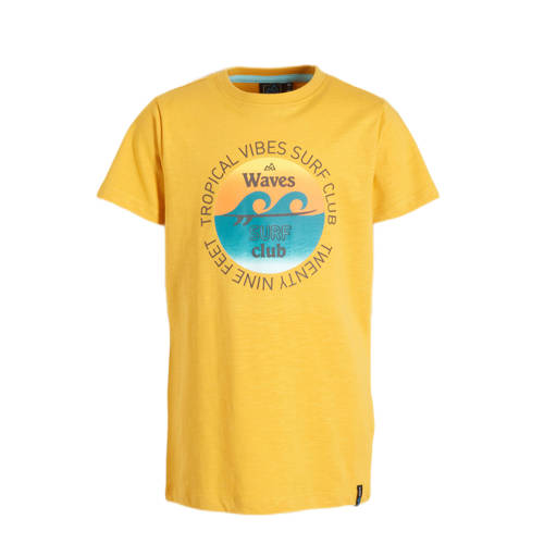 29FT T-shirt met printopdruk geel Jongens Katoen Ronde hals Printopdruk