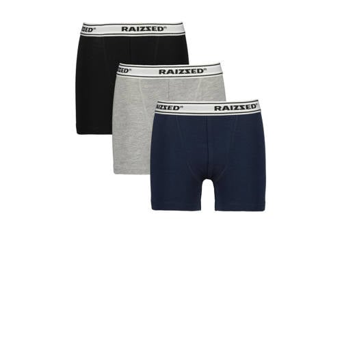 Raizzed boxershort Nora - set van 3 zwart/grijs melange/d.blauw Jongens Stretchkatoen