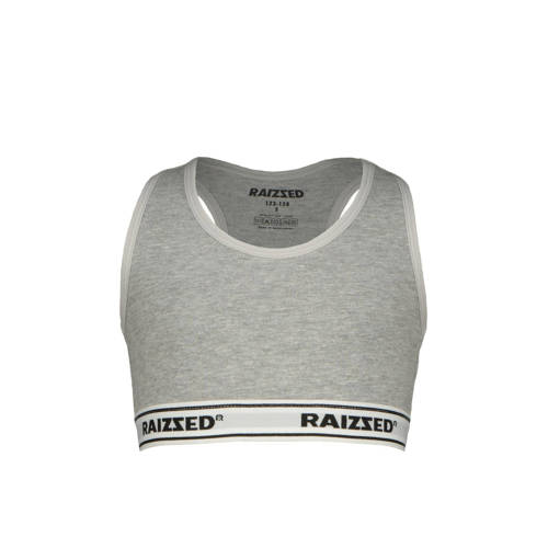 Raizzed bh top Nora - set van 2 zwart/grijs melange Meisjes Stretchkatoen