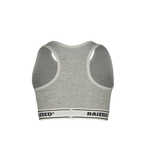 Raizzed bh top Nora - set van 2 zwart/grijs melange Meisjes Stretchkatoen