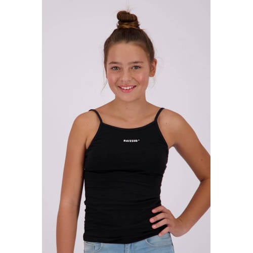 Raizzed singlet Nora - set van 2 zwart/grijs melange Hemd Meisjes Stretchkatoen Vierkante hals - maat 134/140 afbeelding