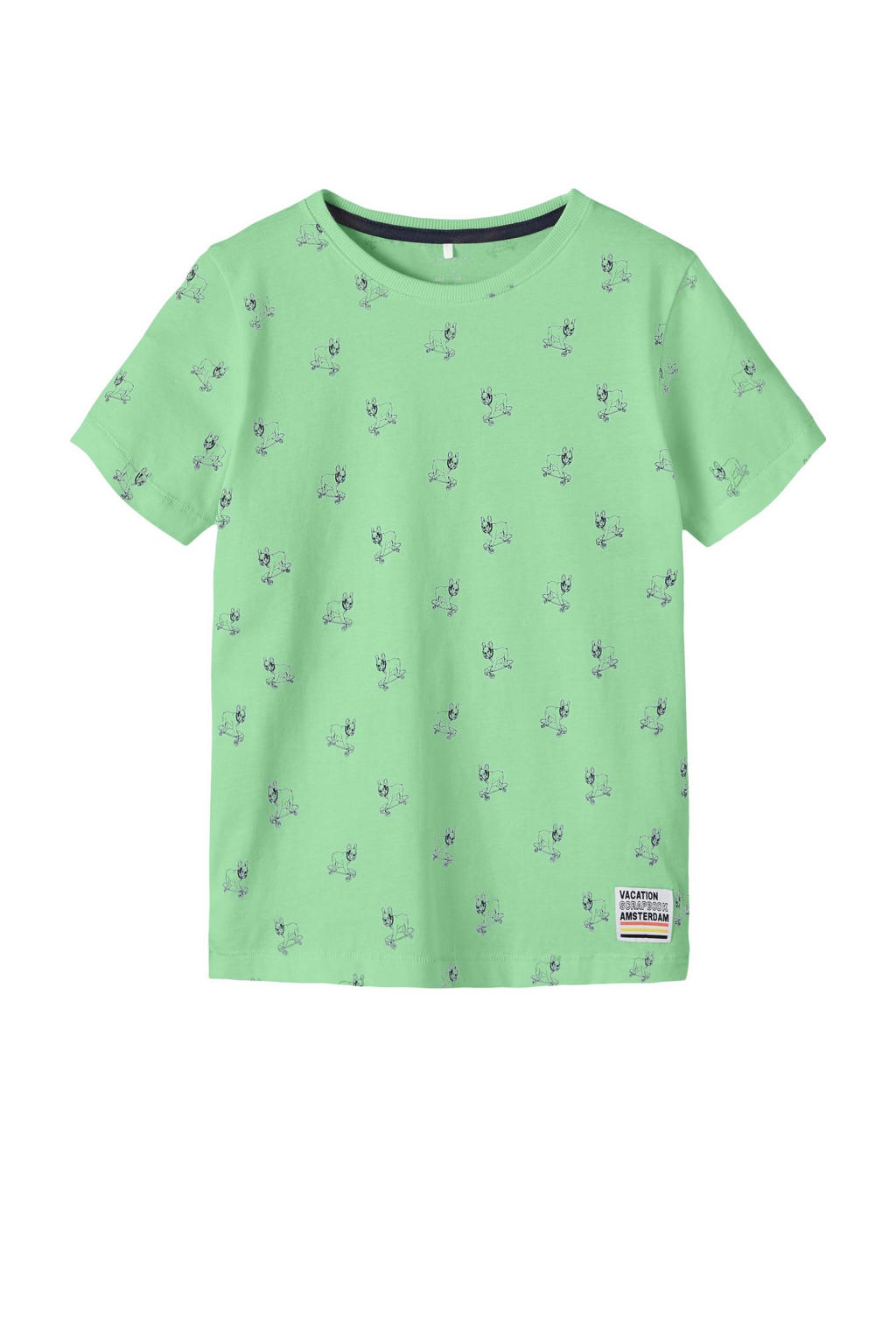 NAME IT KIDS Tshirt NKMDELVIN met all over print lichtgroen