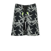 thumbnail: Zwarte jongens Vingino gebloemde regular fit short Raygo van polyester met elastische tailleband met koord