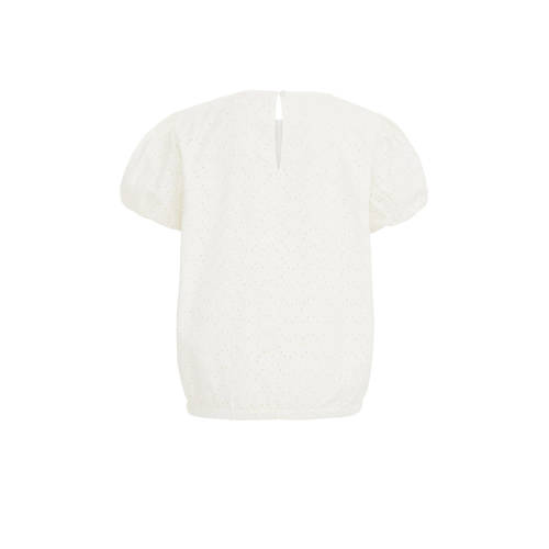WE Fashion T-shirt wit Meisjes Katoen Ronde hals Effen 92