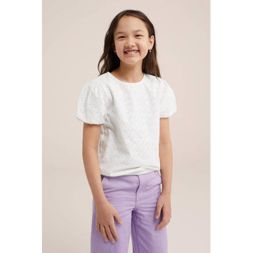 WE Fashion T-shirt wit Meisjes Katoen Ronde hals Effen 92