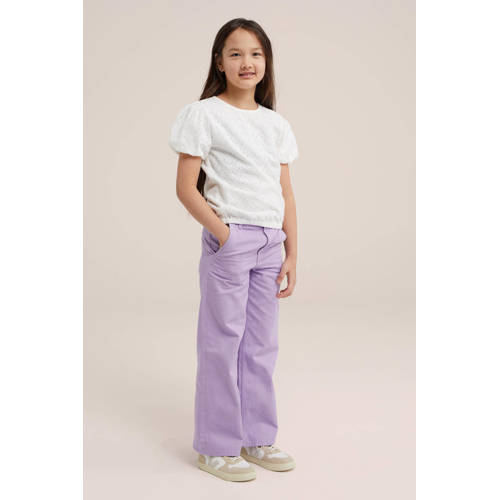 WE Fashion T-shirt wit Meisjes Katoen Ronde hals Effen 92