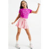 WE Fashion skort van polyester lichtroze/wit