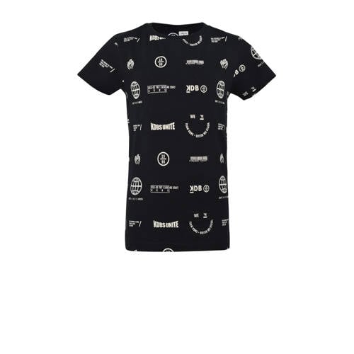KIDDO T-shirt Bryce met all over print zwart Jongens Katoen Ronde hals