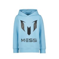 thumbnail: Lichtblauwe jongens Vingino x Messi T-shirt van katoen met logo dessin, lange mouwen en capuchon