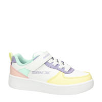 thumbnail: Witte meisjes Skechers sneakers pastel van imitatieleer met elastische veter- met klittenbandsluiting