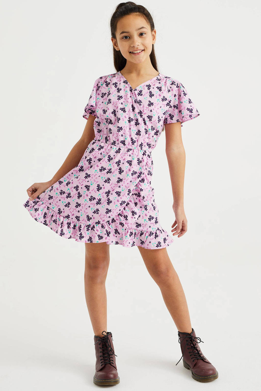 WE Fashion overslagjurk van polyester roze