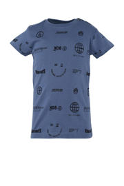 thumbnail: Blauwe jongens Born by Kiddo United T-shirt Pepijn van katoen met korte mouwen, ronde hals en drukknoopsluiting