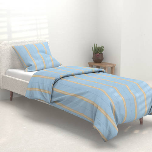 Wehkamp Home katoenen dekbedovertrek 1 persoons (140x220 cm) Blauw Streep