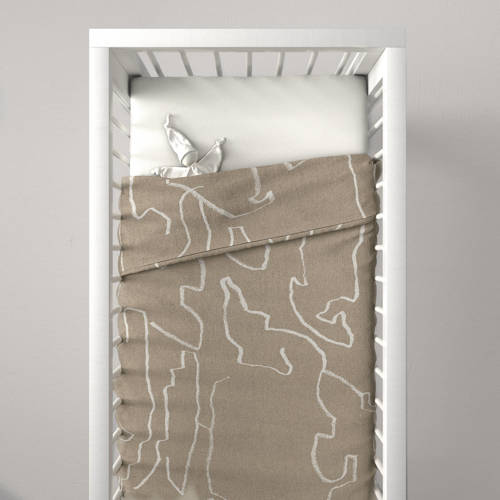 Wehkamp Home katoenen dekbedovertrek baby (100x135 cm) Bruin Streep