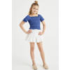 WE Fashion gebloemde  off shoulder top blauw