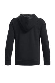 thumbnail: Zwarte jongens Under Armour sportsweater Rival Fleece van katoen met logo dessin, lange mouwen en capuchon