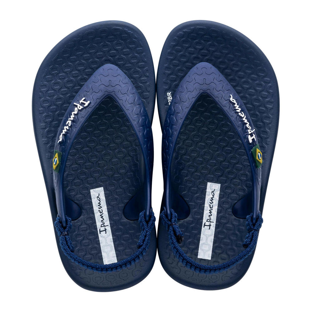 Donkerblauwe meisjes Ipanema Anatomic Soft Baby teenslippers met hielbandje van rubber 