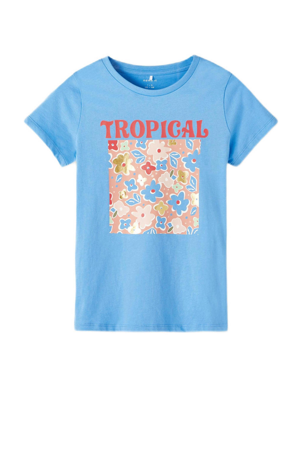 NAME IT KIDS T shirt NKFFEMELINA Met Printopdruk Lichtblauw Kleertjes