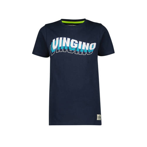 Vingino T-shirt HECCOS met logo donkerblauw Jongens Katoen Ronde hals Logo